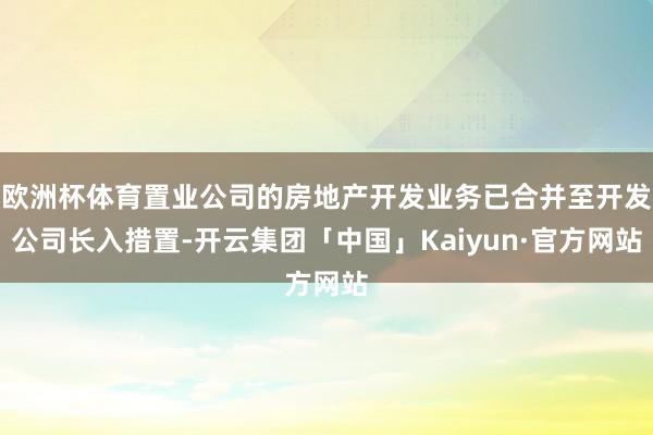 欧洲杯体育置业公司的房地产开发业务已合并至开发公司长入措置-开云集团「中国」Kaiyun·官方网站