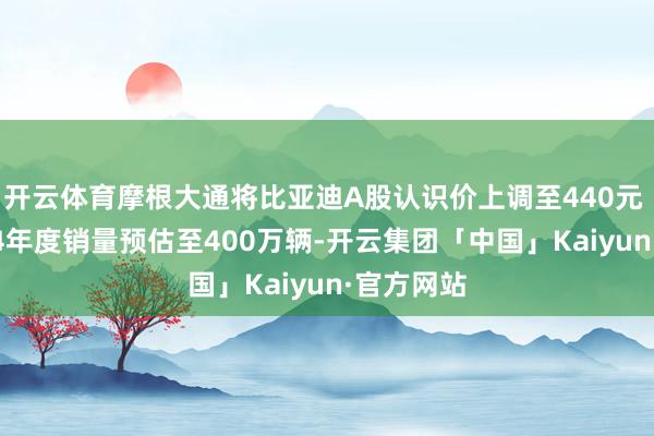 开云体育摩根大通将比亚迪A股认识价上调至440元 上调2024年度销量预估至400万辆-开云集团「中国」Kaiyun·官方网站