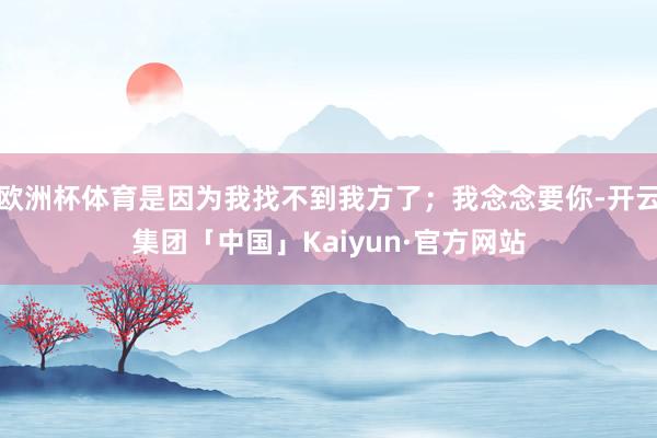 欧洲杯体育是因为我找不到我方了；我念念要你-开云集团「中国」Kaiyun·官方网站