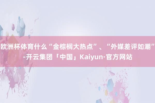 欧洲杯体育什么“金棕榈大热点”、“外媒差评如潮”-开云集团「中国」Kaiyun·官方网站