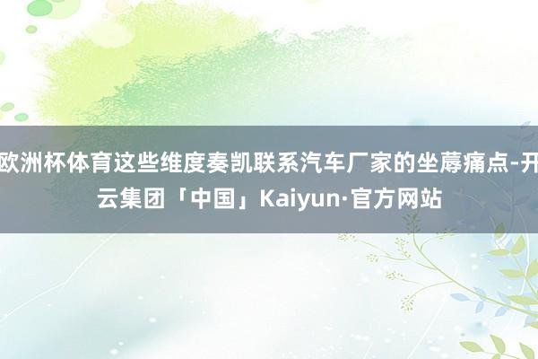 欧洲杯体育这些维度奏凯联系汽车厂家的坐蓐痛点-开云集团「中国」Kaiyun·官方网站