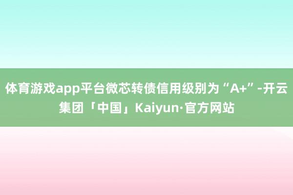 体育游戏app平台微芯转债信用级别为“A+”-开云集团「中国」Kaiyun·官方网站