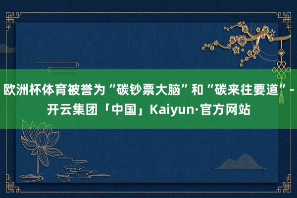 欧洲杯体育被誉为“碳钞票大脑”和“碳来往要道”-开云集团「中国」Kaiyun·官方网站