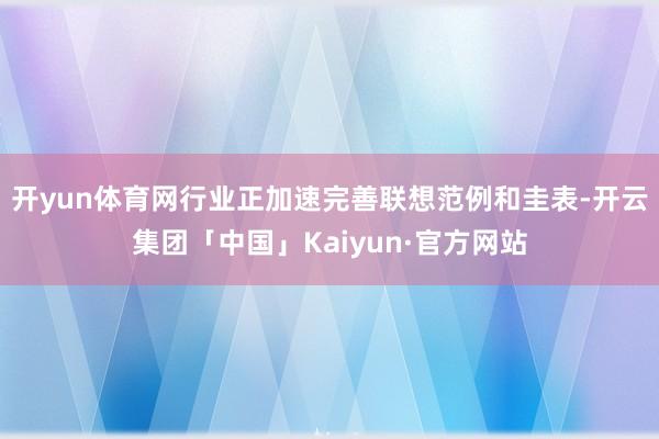 开yun体育网行业正加速完善联想范例和圭表-开云集团「中国」Kaiyun·官方网站