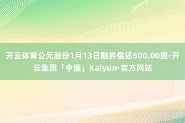 开云体育公元股份1月13日融券偿还500.00股-开云集团「中国」Kaiyun·官方网站