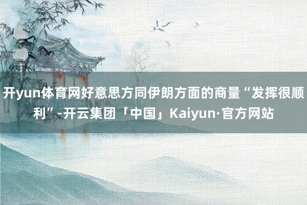 开yun体育网好意思方同伊朗方面的商量“发挥很顺利”-开云集团「中国」Kaiyun·官方网站