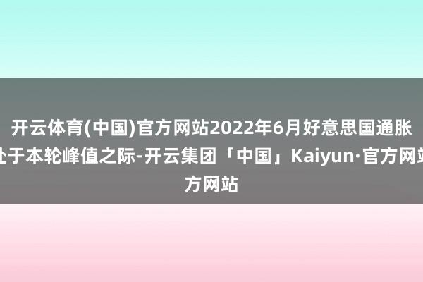 开云体育(中国)官方网站2022年6月好意思国通胀处于本轮峰值之际-开云集团「中国」Kaiyun·官方网站