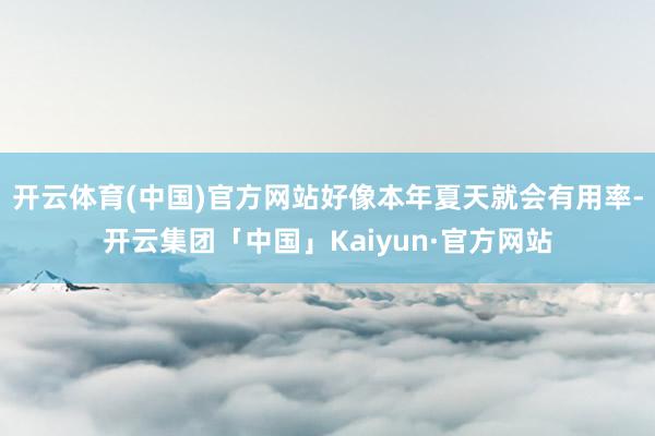 开云体育(中国)官方网站好像本年夏天就会有用率-开云集团「中国」Kaiyun·官方网站